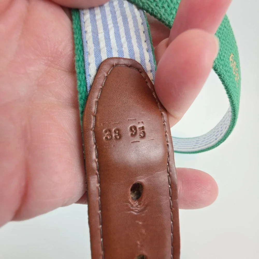 YRI Green Canvas Leather Belt 38 USA Brass Buckle Northland Country Club Mn 1899